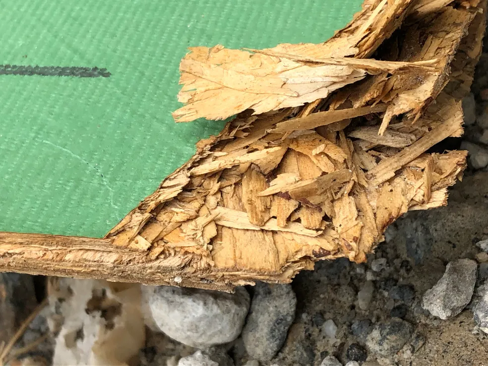 Housewrap left exposed to UV for months — material degraded