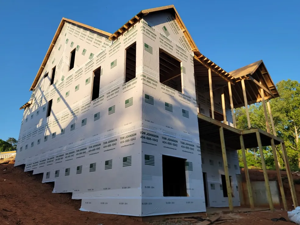 Residential housewrap installation, Georgia