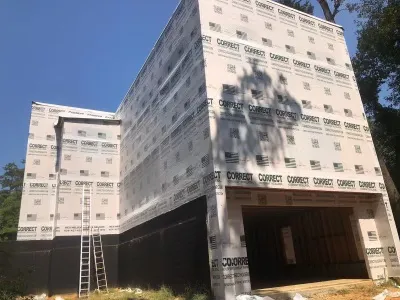 Moisture protection wrap on framed structure